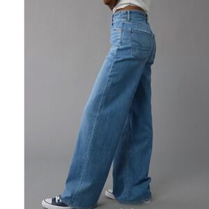 American Eagle Super High Rise Dreamy Drape Baggy Wide Leg Jeans Womens 31w NWT